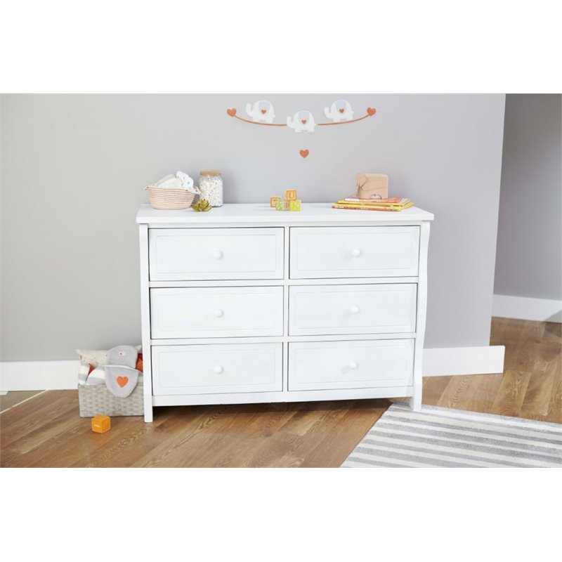 Home Square Set of 3 White Crib and Changer & 4-Drawer Dresser & Double Dresser