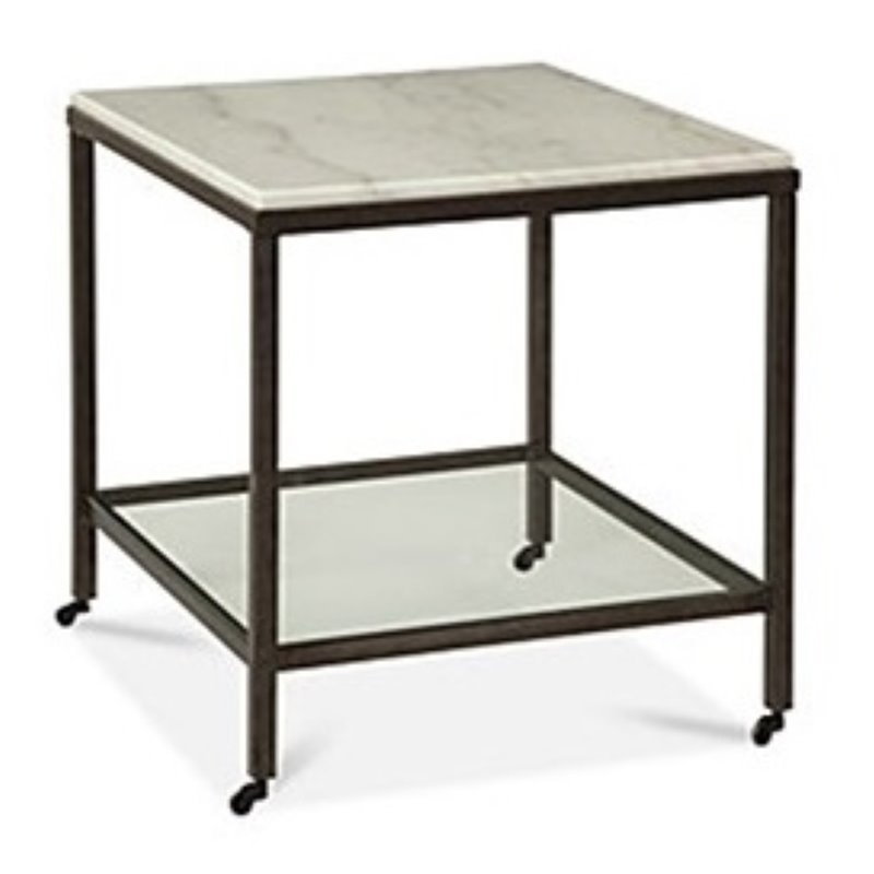 Home Square Set of 2 Marble Rectangular End Tables in Bronze