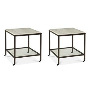 Home Square Set of 2 Marble Rectangular End Tables in Bronze