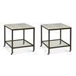 Home Square Set of 2 Marble Rectangular End Tables in Bronze