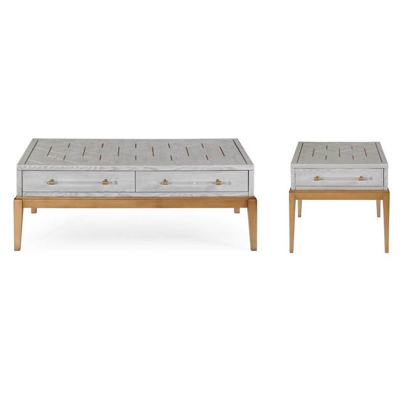 Home Square Set of 2 Rectangular Cocktail Table & End Table in Graphite Gray