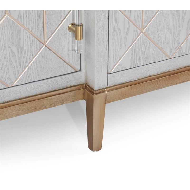 Home Square Set of 3 4-Door Server & Cocktail Table & End Table in Gray