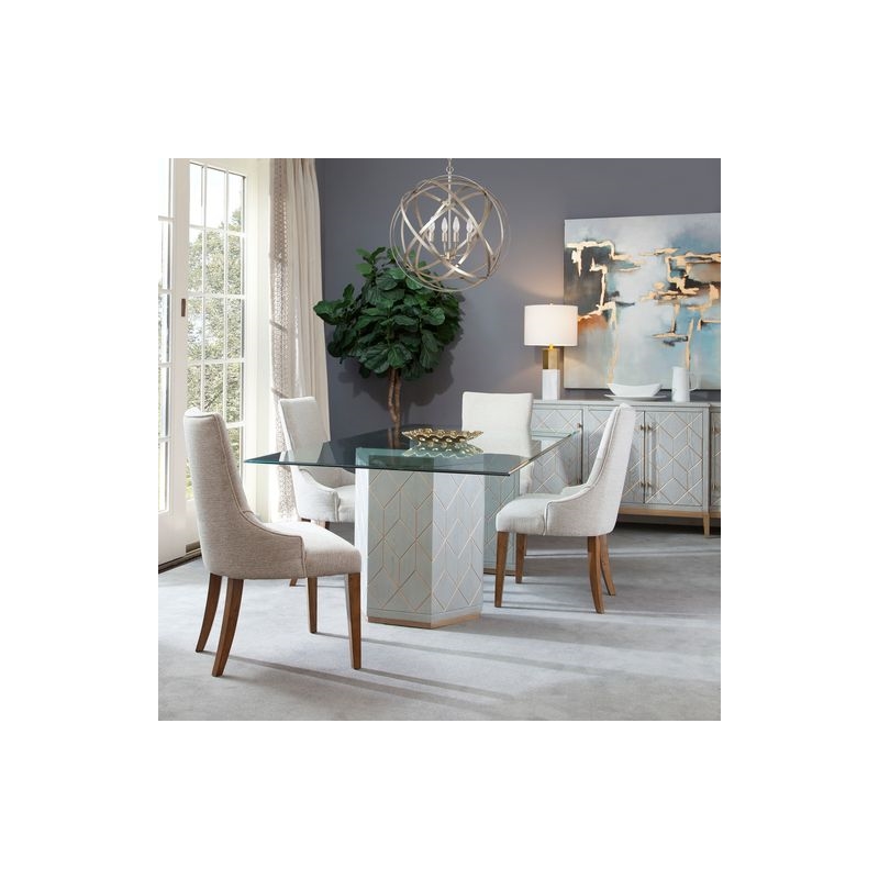 Home Square Set of 3 4-Door Server & Cocktail Table & End Table in Gray