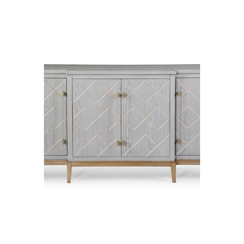 Home Square Set of 3 4-Door Server & Cocktail Table & End Table in Gray