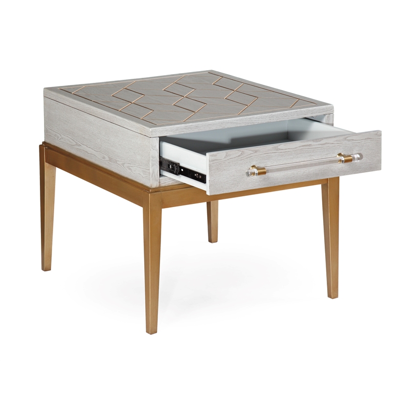 Home Square Set of 3 4-Door Server & Cocktail Table & End Table in Gray