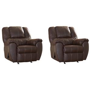 Home Square Set of 2 Contemporary Rocker Recliners in Walnut