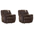 Home Square Set of 2 Contemporary Rocker Recliners in Walnut