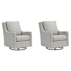 Home Square Set of 2 Swivel Glider Accent Chairs in Frost Finish