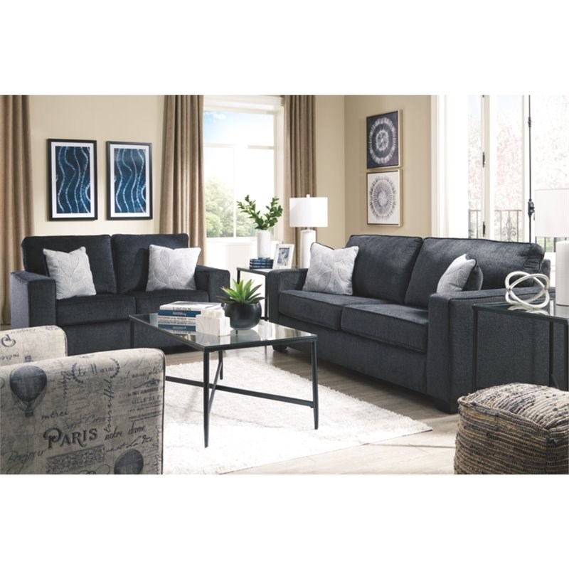 Home Square Set of 3 Queen Sleeper Sofa & Loveseat & Ottoman in Slate