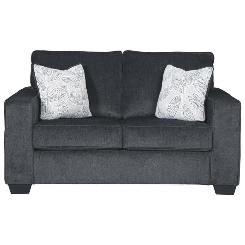 Home Square Set of 2 Contemporary Sofa & Loveseat in Slate Finish