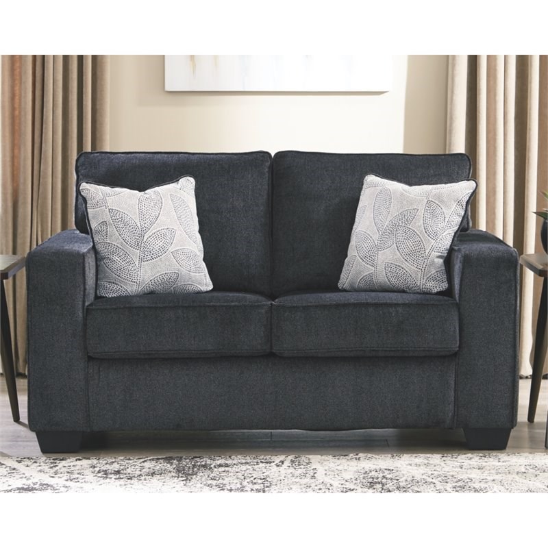 Home Square Set of 2 Contemporary Sofa & Loveseat in Slate Finish