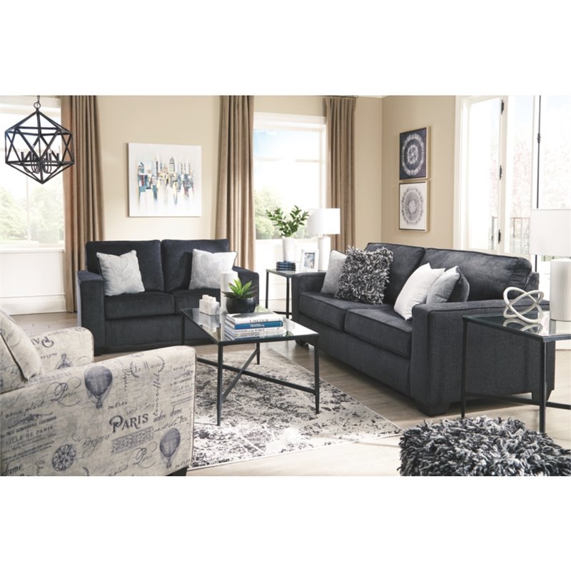 Home Square Set of 2 Contemporary Sofa & Accent Chair in Slate