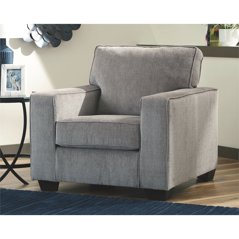 Home Square Set of 3 Loveseat & Accent Chair & Ottoman in Alloy