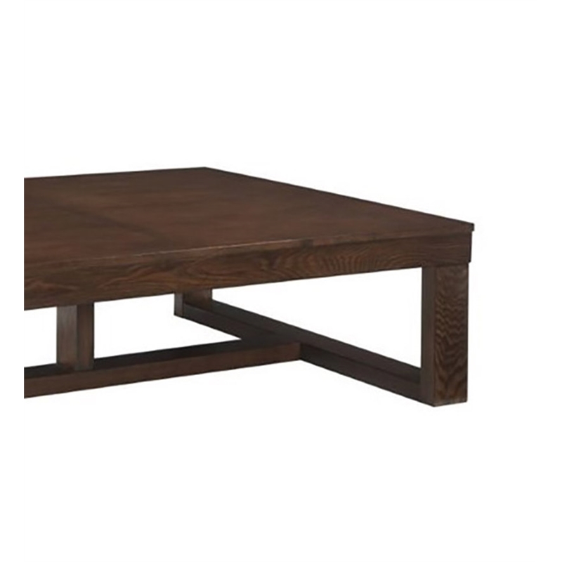 Home Square Set of 3 Coffee Table & 2 Square End Tables in Dark Brown