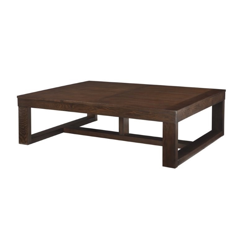 Home Square Set of 3 Coffee Table & 2 Square End Tables in Dark Brown
