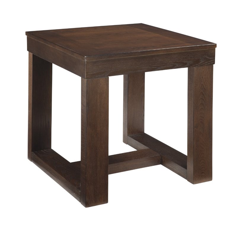 Home Square Set of 2 Coffee Table & Square End Table in Dark Brown