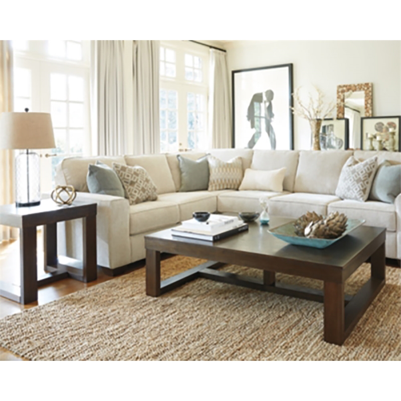 Home Square Set of 2 Coffee Table & Square End Table in Dark Brown