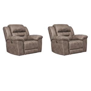 Home Square Set of 2 Contemporary Power Rocker Recliners in Fossil