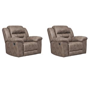 Home Square Set of 2 Contemporary Rocker Recliners in Fossil