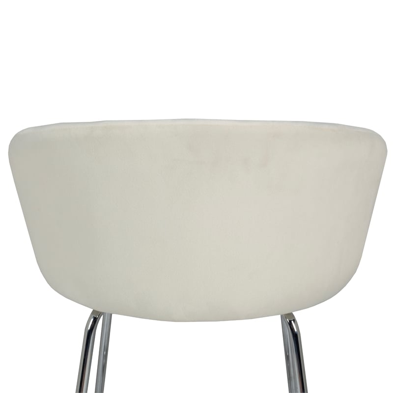 Home Square Set of 2 Contemporary Metal Vanity Stools with White Fabric