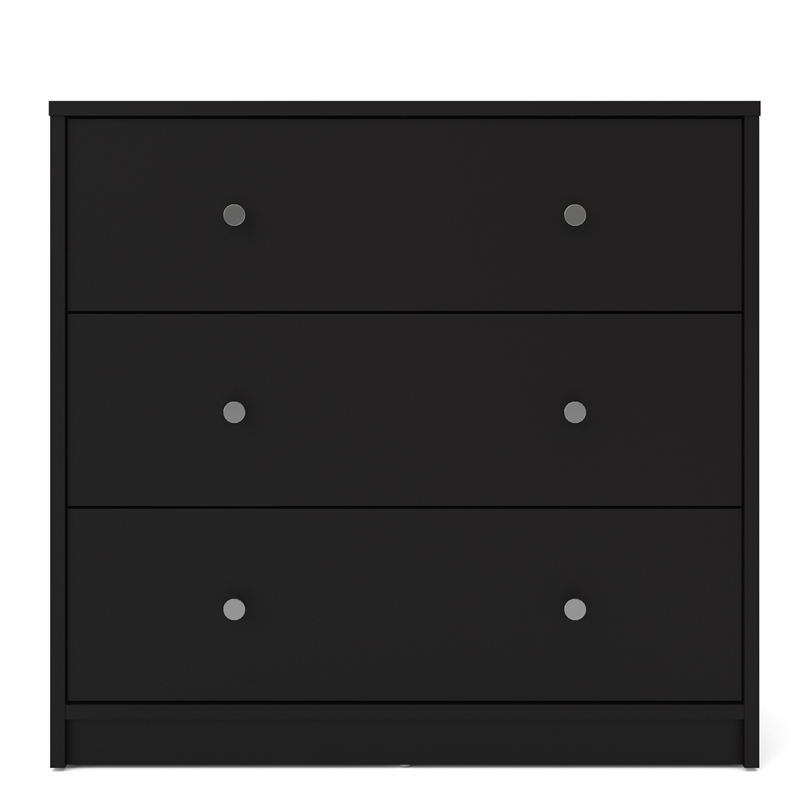 Home Square Set of 2 Engineered Wood 3-Drawers Chests in Black