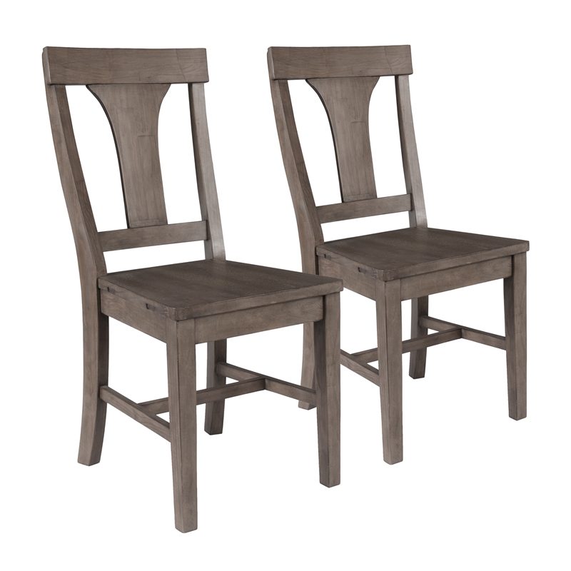 Home Square Set of 7 Wood Extension Dining Table and 6 Chairs in Weathered Brown