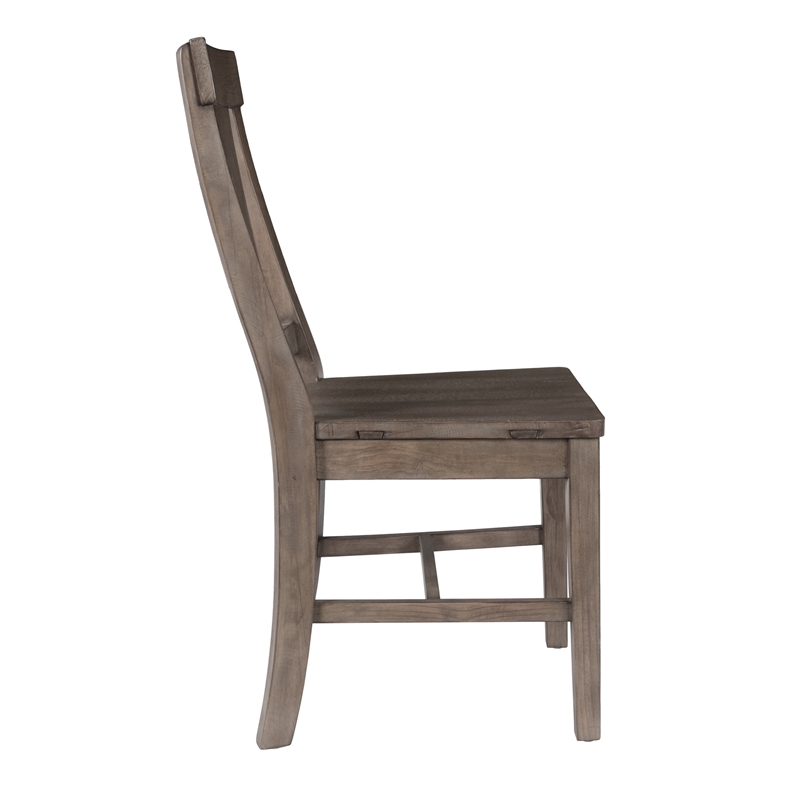 Home Square Set of 7 Wood Extension Dining Table and 6 Chairs in Weathered Brown