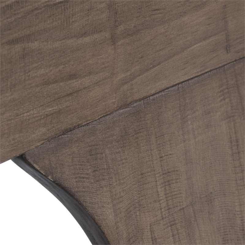 Home Square Set of 7 Wood Extension Dining Table and 6 Chairs in Weathered Brown