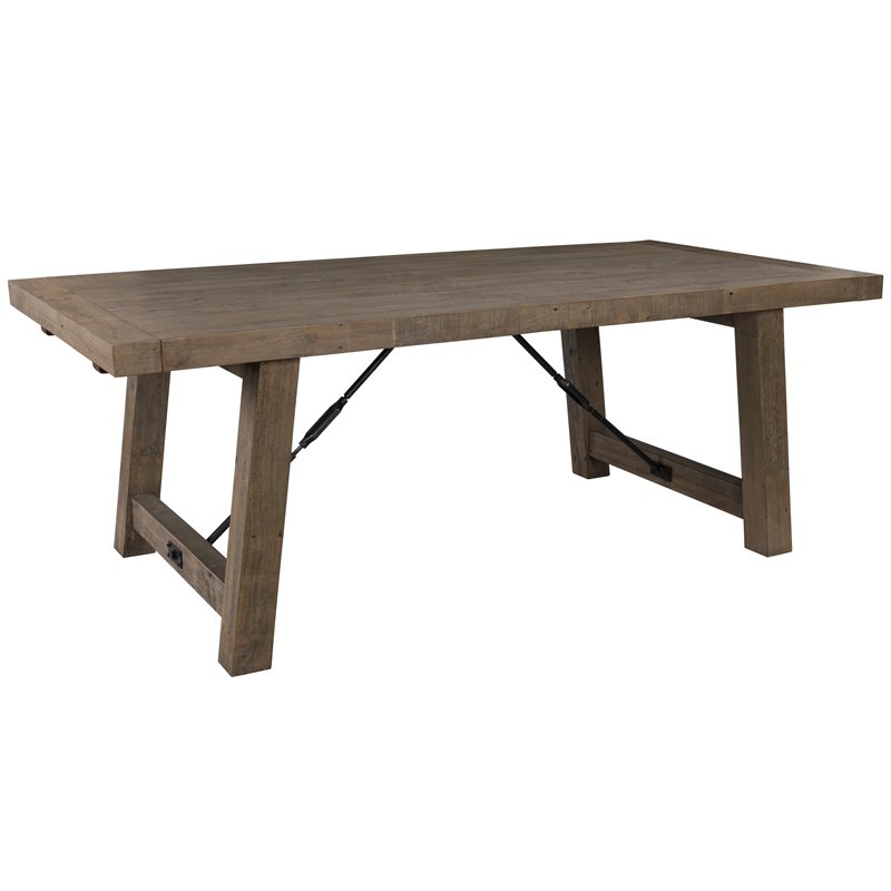 Home Square Set of 5 Wood Extension Dining Table and 4 Chairs in Weathered Brown