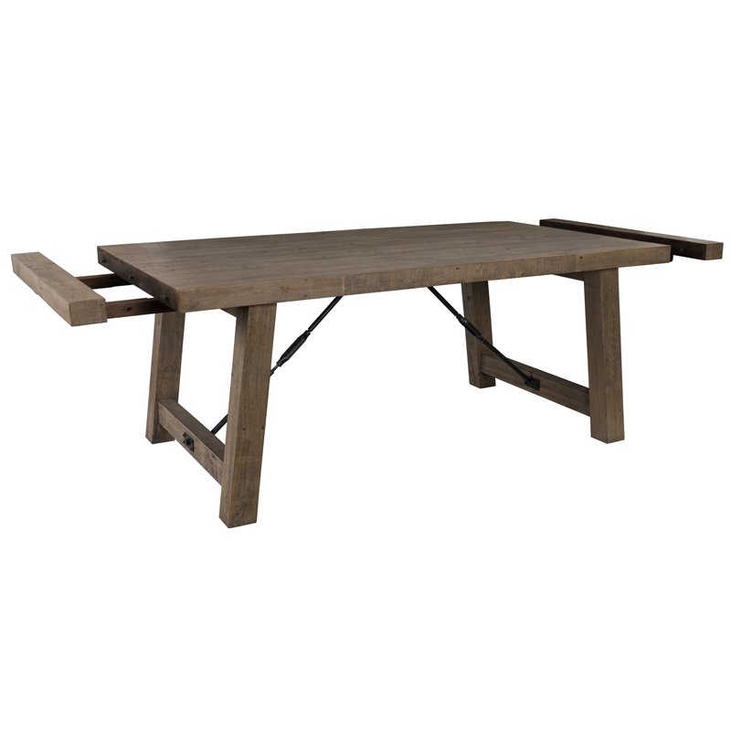 Home Square Set of 5 Wood Extension Dining Table and 4 Chairs in Weathered Brown