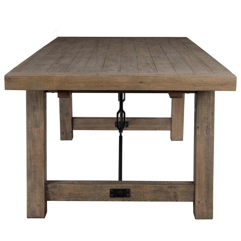 Home Square Set of 5 Wood Extension Dining Table and 4 Chairs in Weathered Brown
