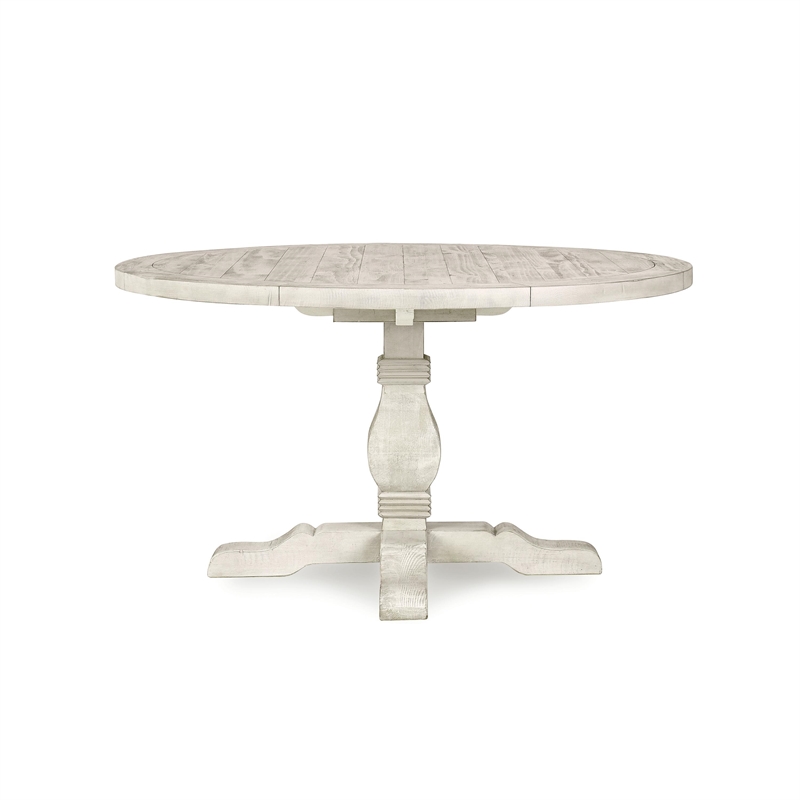Home Square Set of 5 Wood Dining Table in Ivory and Gray Fabric 4 Dining Chairs