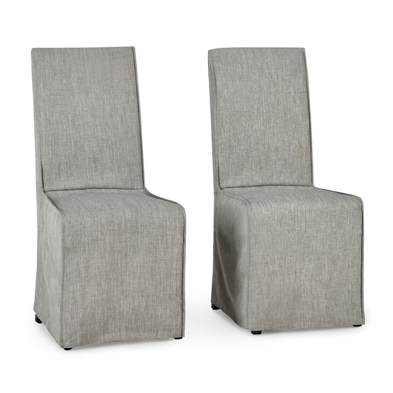 Home Square Set of 5 Wood Dining Table in Ivory and Gray Fabric 4 Dining Chairs