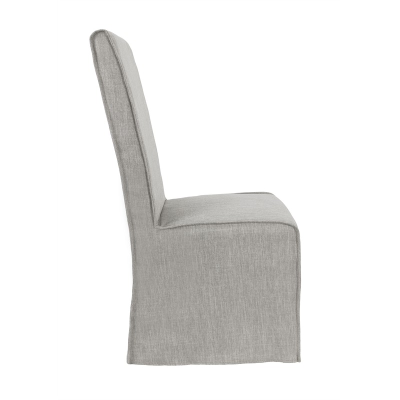 Home Square Set of 5 Wood Dining Table in Ivory and Gray Fabric 4 Dining Chairs