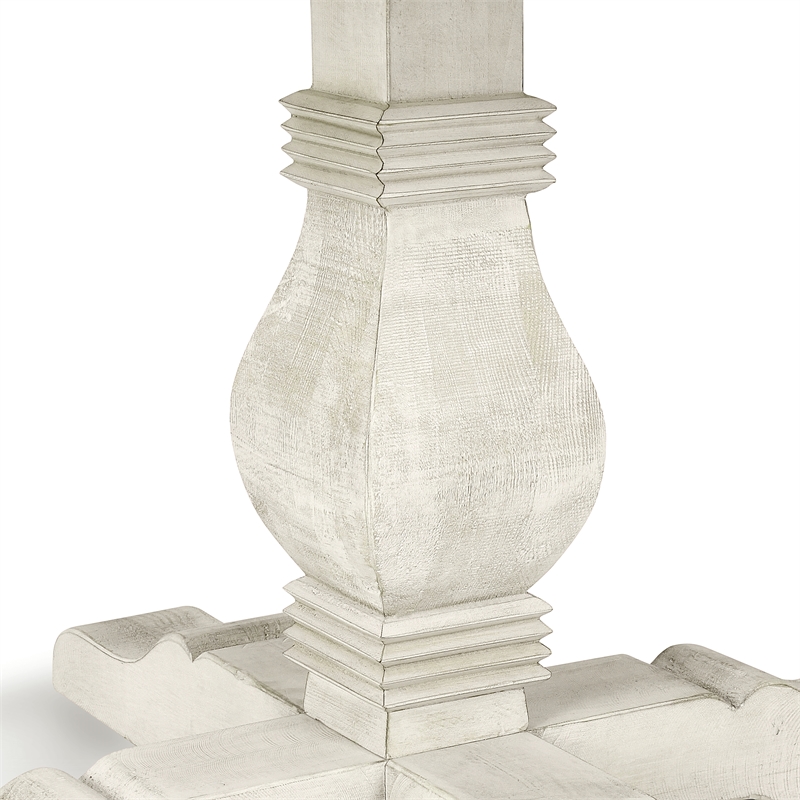 Home Square Set of 5 Wood Dining Table in Ivory and Gray Fabric 4 Dining Chairs