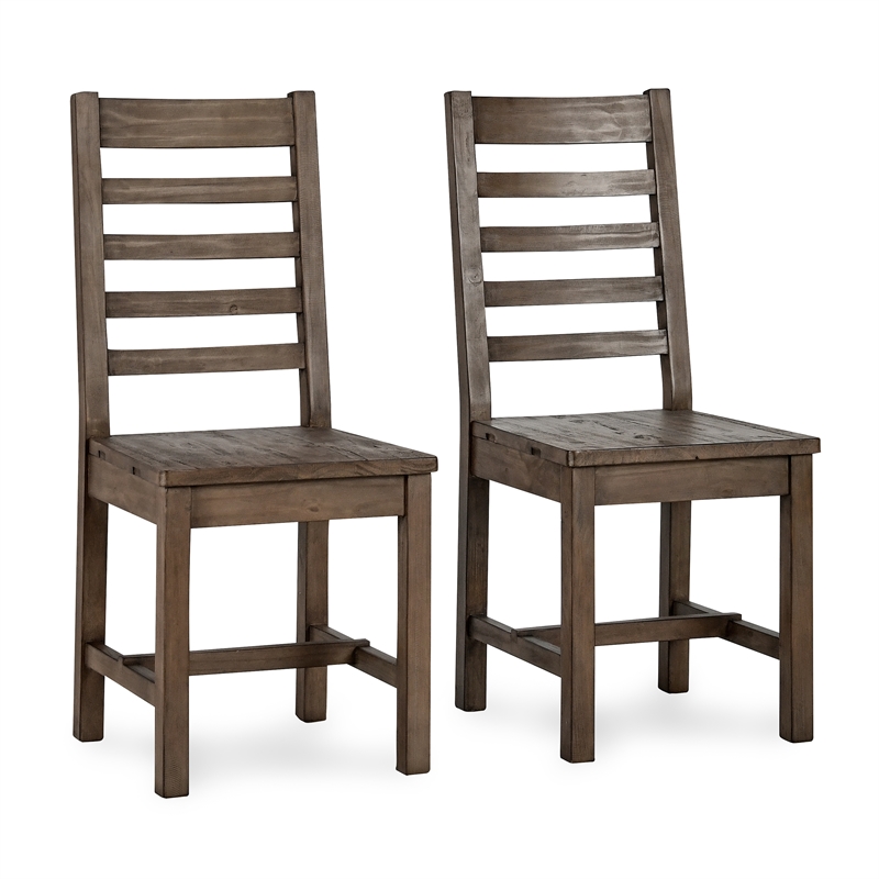 Home Square Set of 7 Wood Extension Dining Table and 6 Chairs in Brown