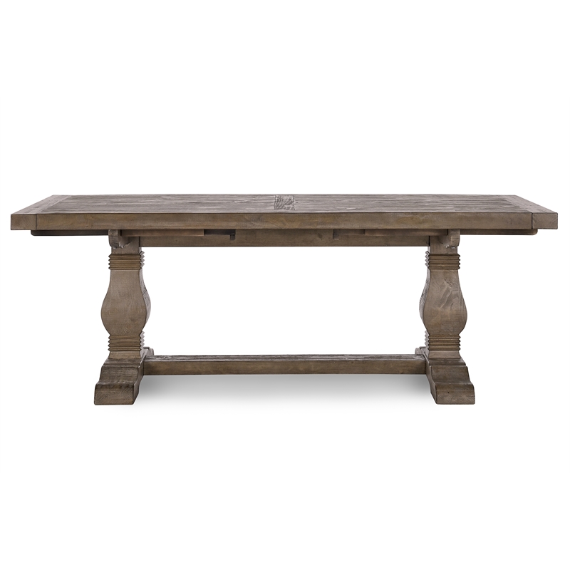 Home Square Set of 7 Wood Extension Dining Table and 6 Chairs in Brown