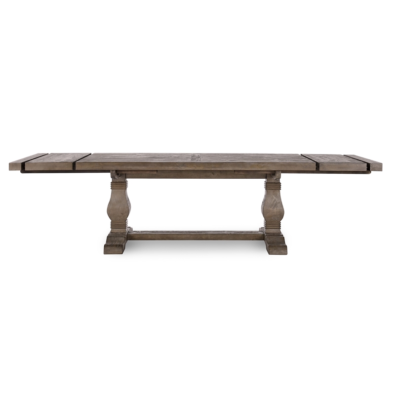 Home Square Set of 7 Wood Extension Dining Table and 6 Chairs in Brown