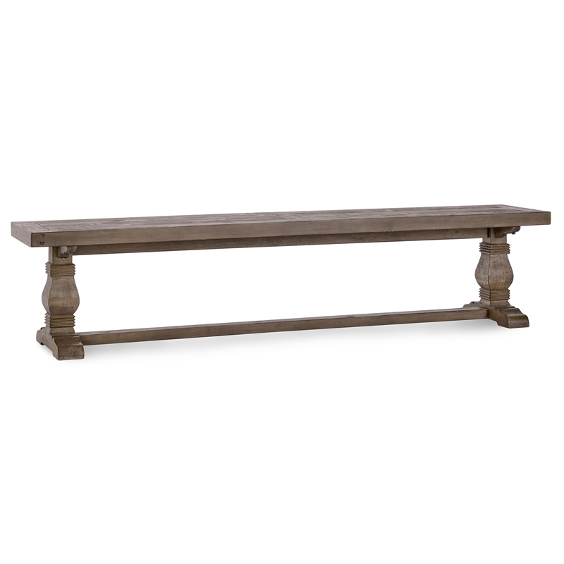Home Square Set of 6 Wood Extension Dining Table and Bench and 4 Chairs in Brown