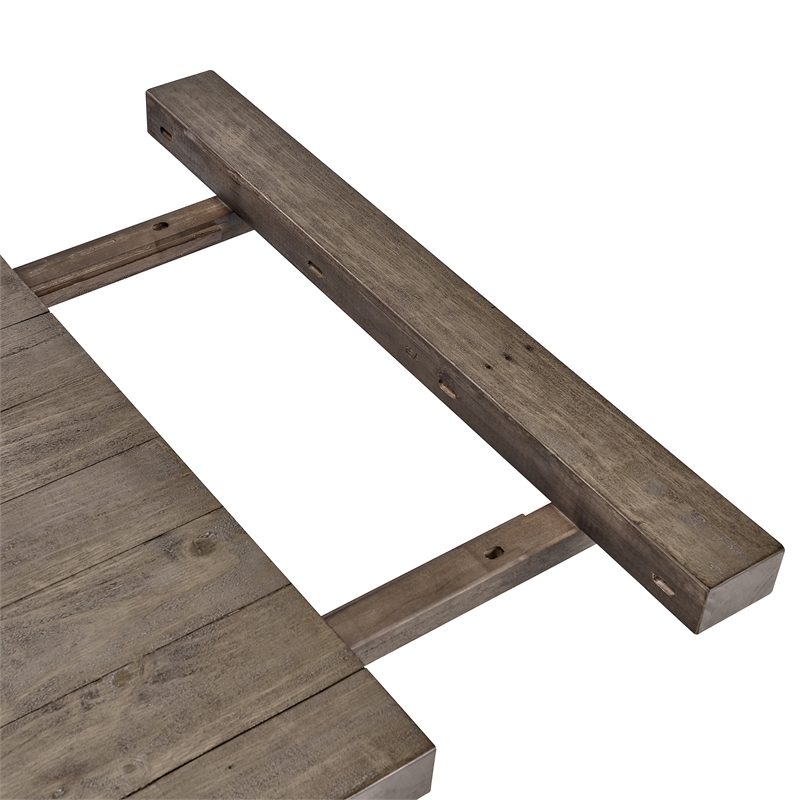 Home Square Set of 6 Wood Extension Dining Table and Bench and 4 Chairs in Brown