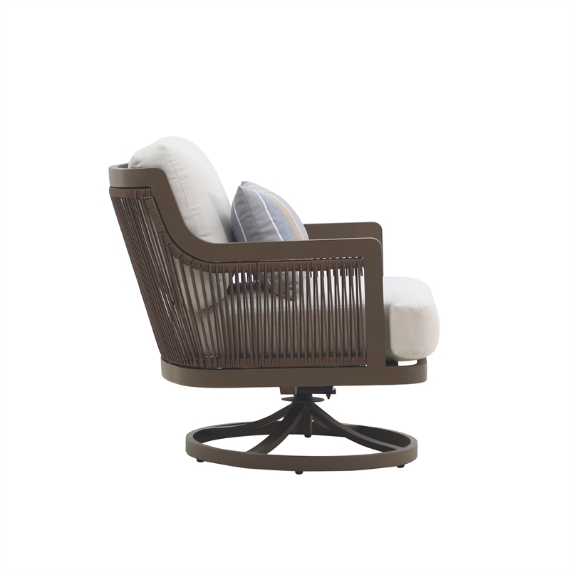 Home Square Aluminum/Wicker Patio Swivel Chair in Gray (Set of 2)