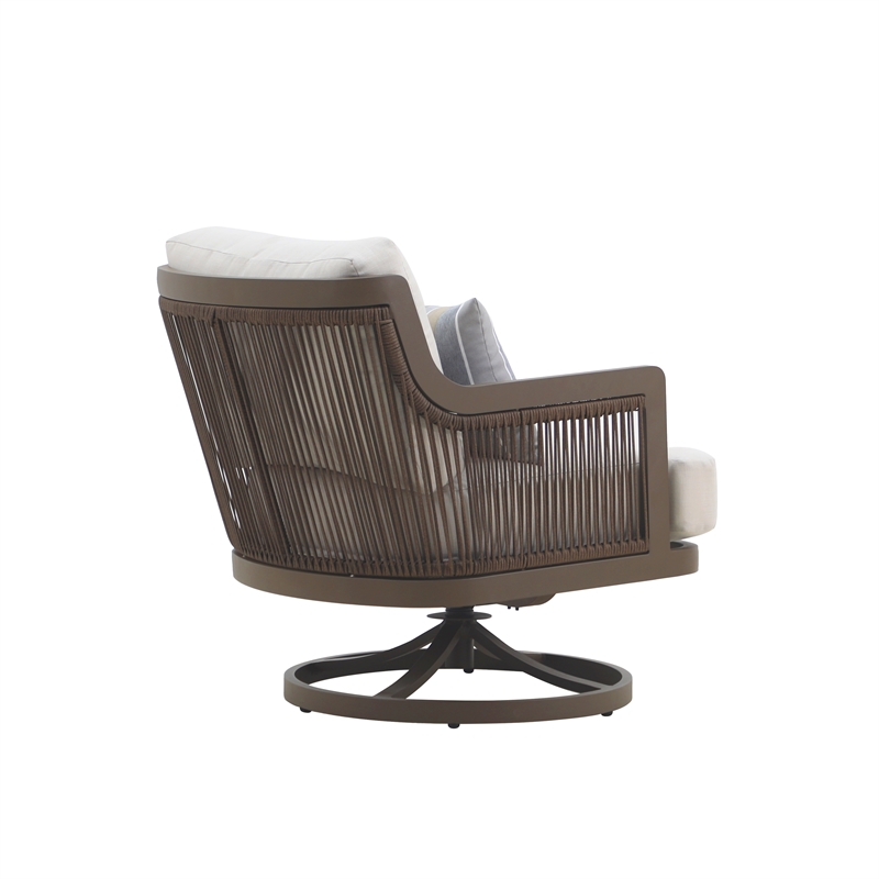Home Square Aluminum/Wicker Patio Swivel Chair in Gray (Set of 2)