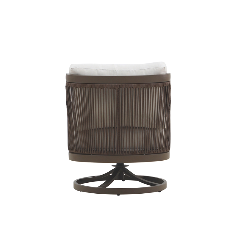 Home Square Aluminum/Wicker Patio Swivel Chair in Gray (Set of 2)