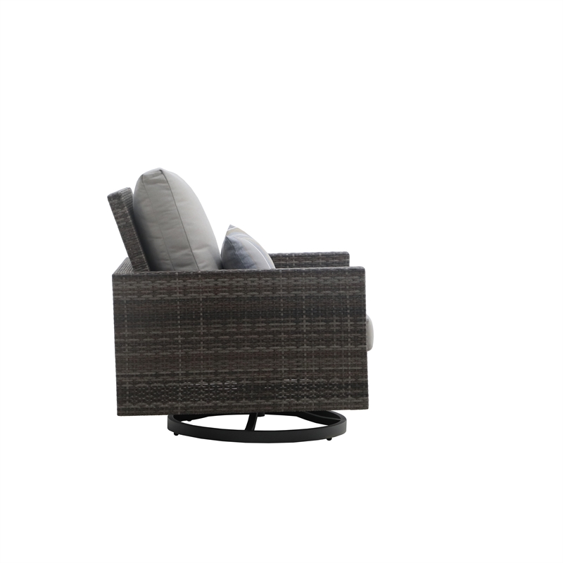 Home Square Bungalow Metal/Wicker Patio Swivel Club Chair in Gray (Set of 2)