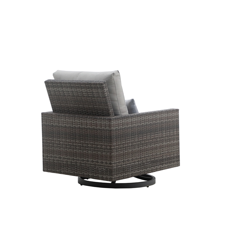 Home Square Bungalow Metal/Wicker Patio Swivel Club Chair in Gray (Set of 2)