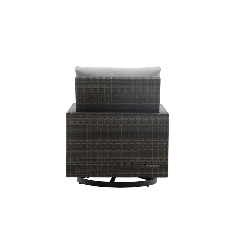 Home Square Bungalow Metal/Wicker Patio Swivel Club Chair in Gray (Set of 2)