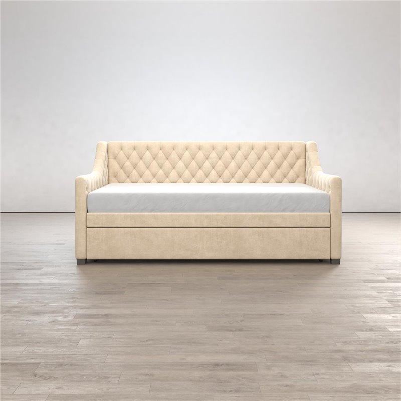 Little Seeds Monarch Hill Ambrosia Twin Daybed and Trundle in Ivory Velvet