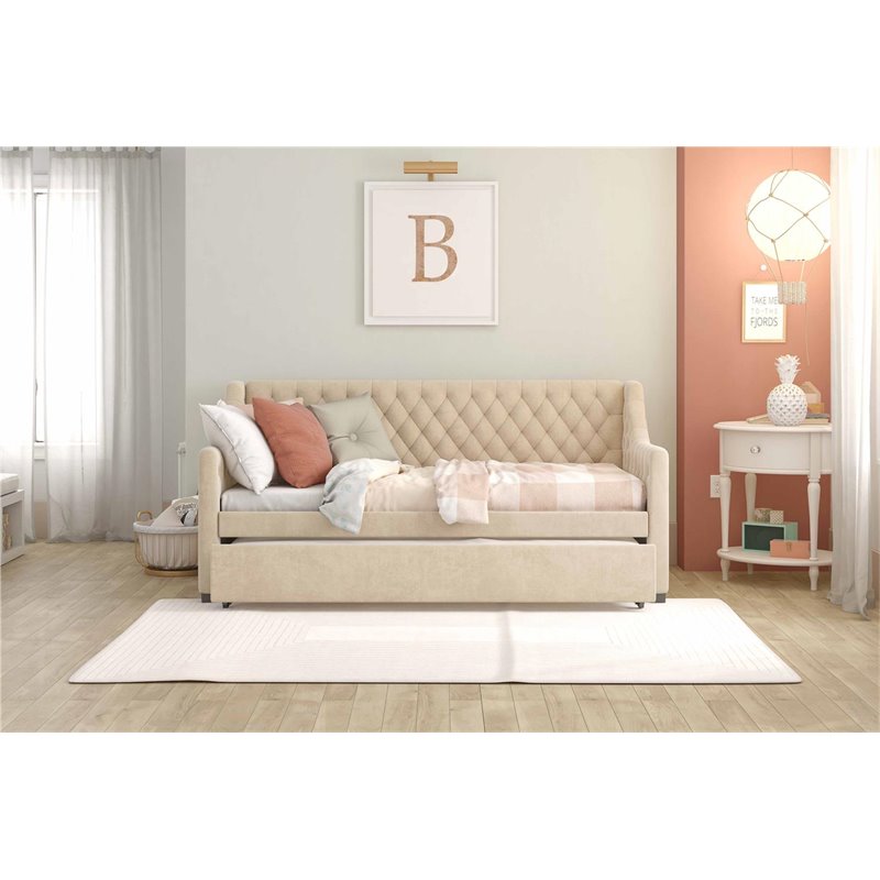 Little Seeds Monarch Hill Ambrosia Twin Daybed and Trundle in Ivory Velvet
