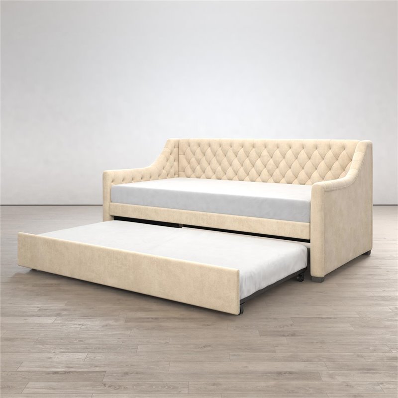 Little Seeds Monarch Hill Ambrosia Twin Daybed and Trundle in Ivory Velvet
