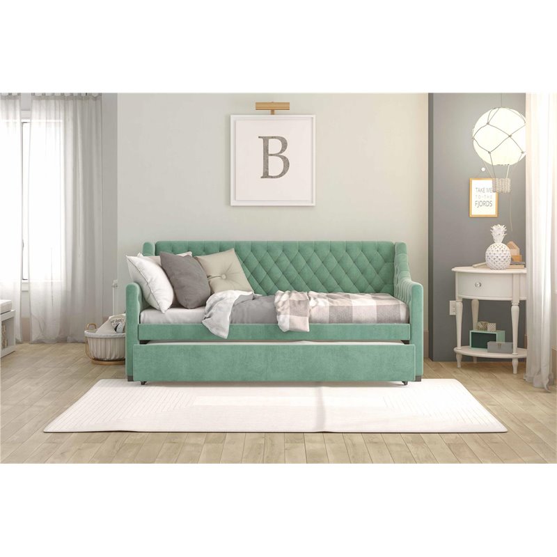 Little Seeds Monarch Hill Ambrosia Twin Daybed and Trundle in Teal Velvet